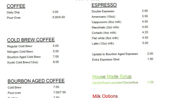 Regent Coffee Roasters And Brew menu