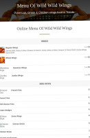 Wild Wild Wings menu