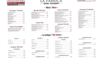 La Fábrica Tapería menu