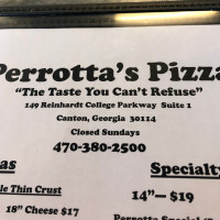 Perrottas Pizza menu
