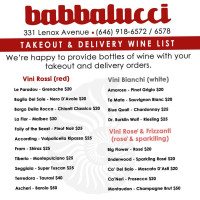 Babbalucci menu