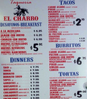 Taquería El Charro I menu