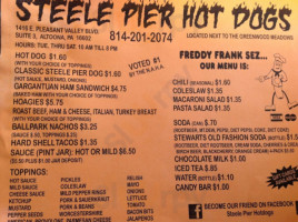 Steele Pier Hot Dogs menu