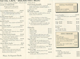 Tiztal Cafe menu