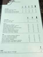 Tony's Wine, Cellar Bistro menu
