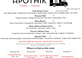 Apothik Eatery Food Truck menu