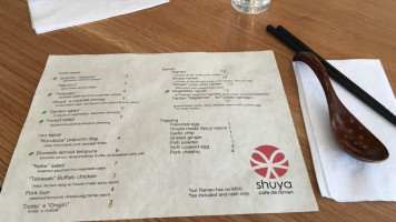 Shuya Cafe De Ramen menu