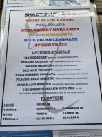 The Shady Lady menu