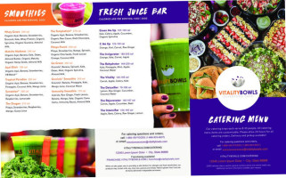 Vitality Bowls Sarasota menu