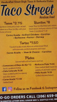 Taco Street menu