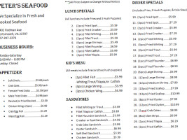 Peter's Seafood menu