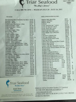 Triar Seafood Co menu