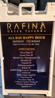 Rafina Greek Taverna menu