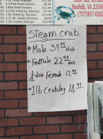 T's Seafood menu