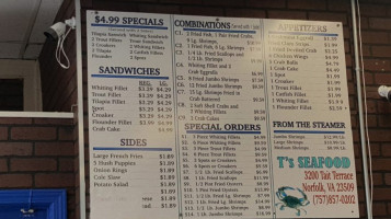 T's Seafood menu