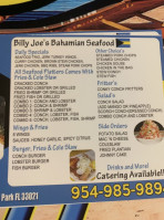 Billy Joe's 305 Bahamian Seafood menu