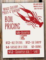 Waco Custom Meats Seafood menu