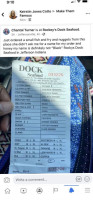 Dock Seafood menu