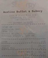 Austin's Buffet And Bakery menu