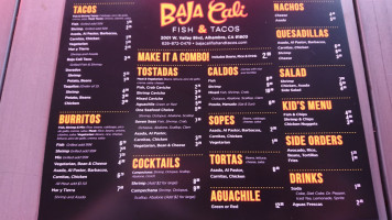 Baja Cali Fish Tacos (valley) menu