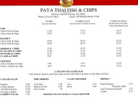Paya Thai Fish Chips menu