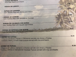 El Pulgarcito Pupuseria menu