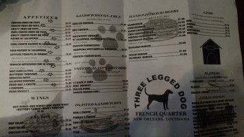 Three Legged Dog Tavern menu