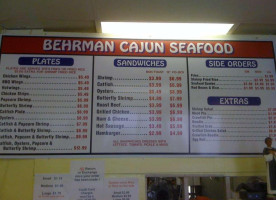 Berhman Cajun Seafood menu