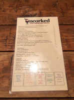 Uncorked Wine Tasting Kitchen menu