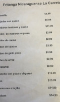 Fritanga Nicaraguense La Carreta menu