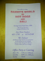 Danny's Hot Dog menu