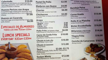 Antojitos Colombianos menu