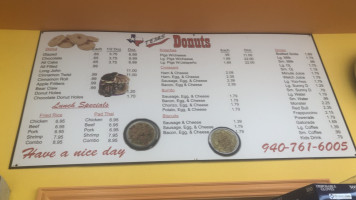 Texas Donuts menu