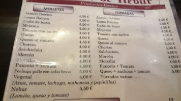 Taberna De Nebur menu