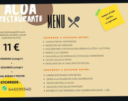 Bar Restaurant Aloa menu