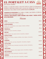 El Portalet menu