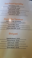Mystic Ginger Indian menu