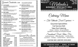 Melinda's Gourmet Specialty Deli menu