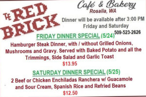 The Red Brick Cafe And Bakery menu