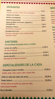La Vieja Cabana menu