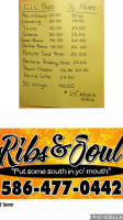 Ribs Soul menu