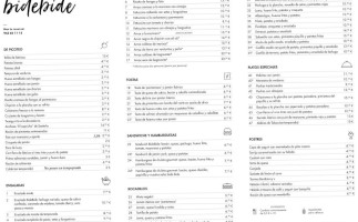 Bidebide Bar/restaurante menu