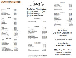 Lina's Filipino Marketplace menu