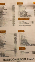Bodegon Irache Gara menu