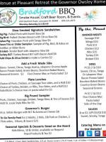 Bradford Bbq Grill (smokehouse, Craft Beer Room, Event Venue) menu