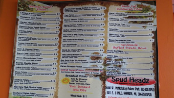 Spud Headz menu