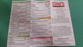 Siro's Bistro menu