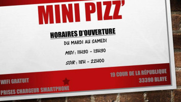 Mini Pizz' menu