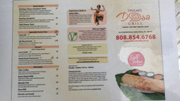 Swami's Dosa Grill menu