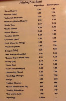 The Sushi menu